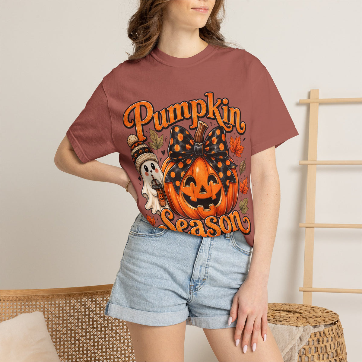 Pumpkin Season T-Shirt — Cute Jack-O’-Lantern & Ghost Fall Tee
