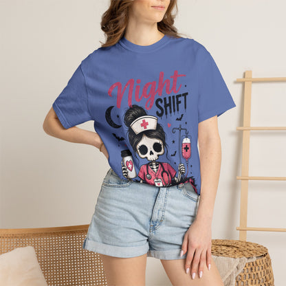 Night Shift Nightmares T-Shirt — Nurse Skull Horror Medical Staff Tee