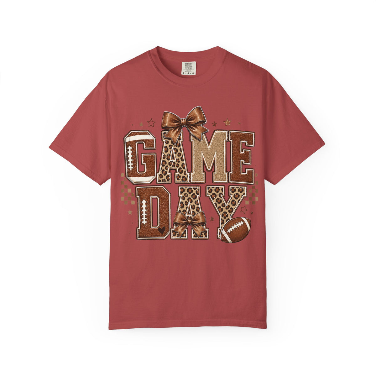 Game Day T-Shirt — Leopard Print Football Tee with Bow