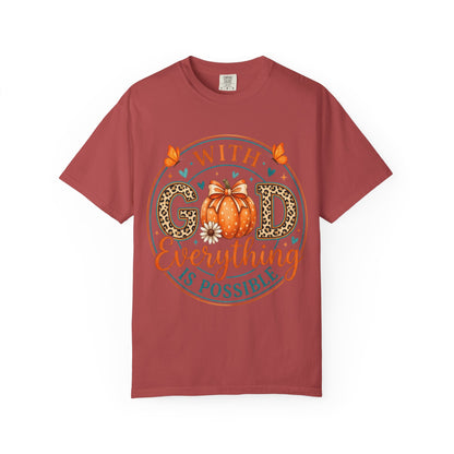"With God Everything Is Possible" Pumpkin Fall T-Shirt