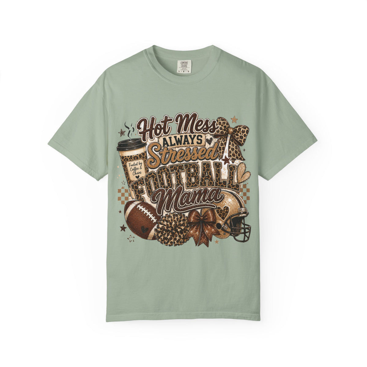 Football Mama T-Shirt – "Hot Mess Always Stressed" Graphic Tee for Cheerful Game Day Moms