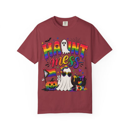 Haunt Mess Pride Halloween T-Shirt — Rainbow Ghost Graphic Tee