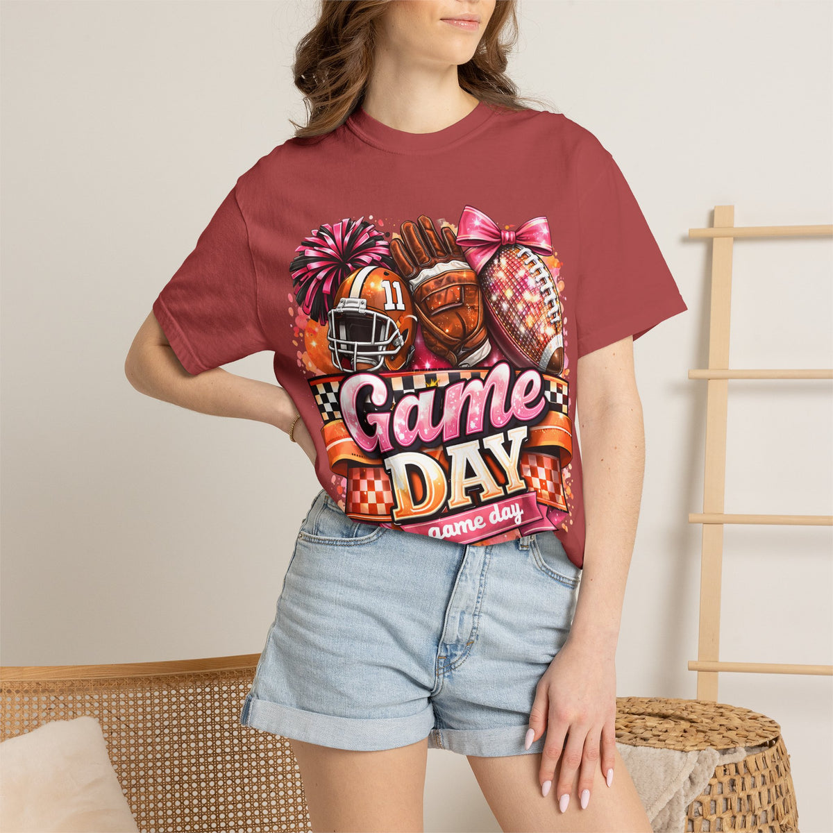Game Day Football Tee — Cheerleader & Pom Pom Sports Shirt