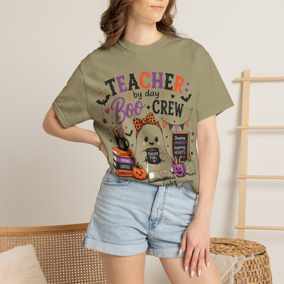 Teacher by Day Boo Crew T-Shirt — Halloween Teacher Tee