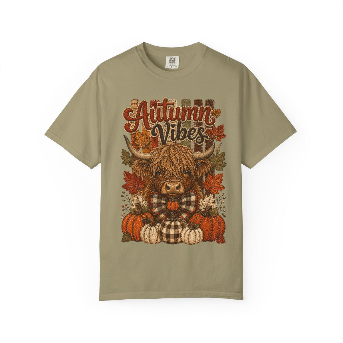Autumn Vibes Highland Cow T-Shirt — Cute Fall Pumpkin Plaid Tee