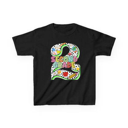 Kids 'Second Grade' Number 2 Colorful Art T‑Shirt — Back-to-School Gift