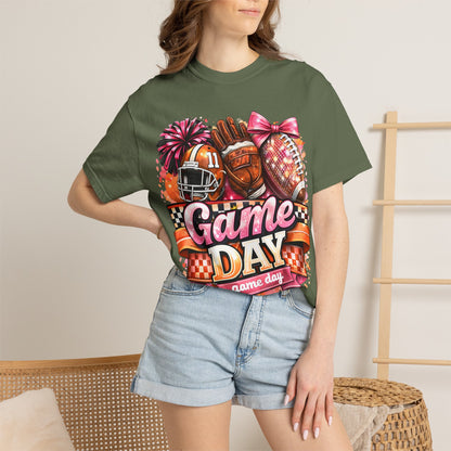 Game Day Football Tee — Cheerleader & Pom Pom Sports Shirt