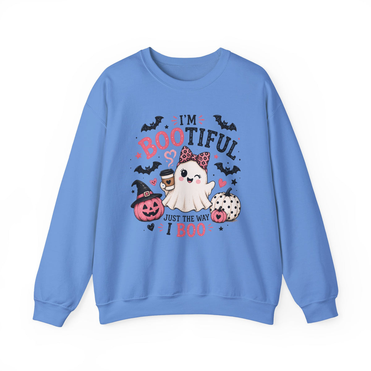 Halloween Sweatshirt — "I'm Bootiful Just the Way I Boo" Cute Ghost Pumpkin Design
