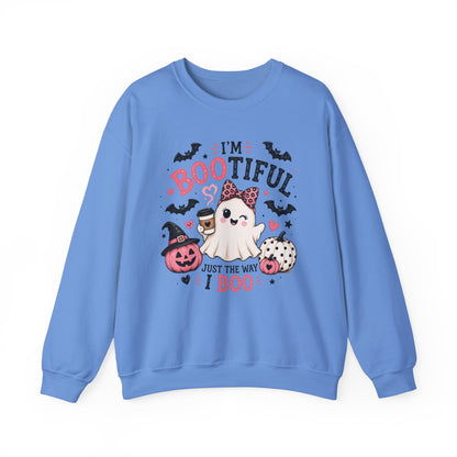 Halloween Sweatshirt — "I'm Bootiful Just the Way I Boo" Cute Ghost Pumpkin Design