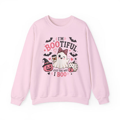 Halloween Sweatshirt — "I'm Bootiful Just the Way I Boo" Cute Ghost Pumpkin Design