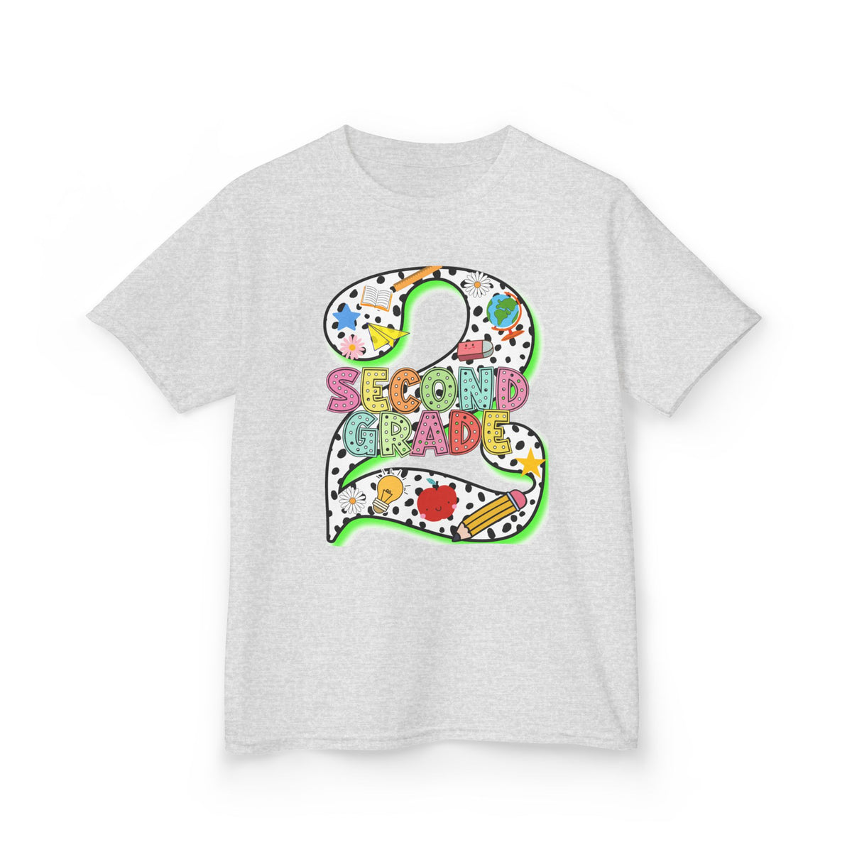Kids 'Second Grade' Number 2 Colorful Art T‑Shirt — Back-to-School Gift