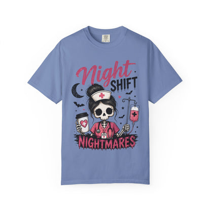 Night Shift Nightmares T-Shirt — Nurse Skull Horror Medical Staff Tee