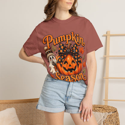 Pumpkin Season T-Shirt — Cute Jack-O’-Lantern & Ghost Fall Tee