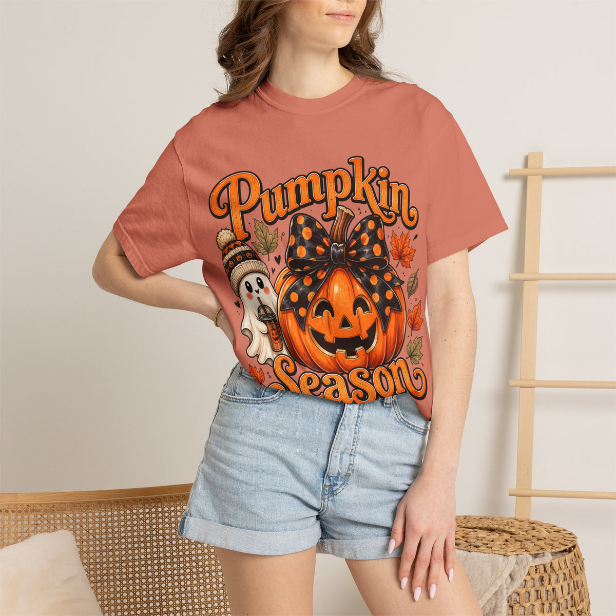 Pumpkin Season T-Shirt — Cute Jack-O’-Lantern & Ghost Fall Tee