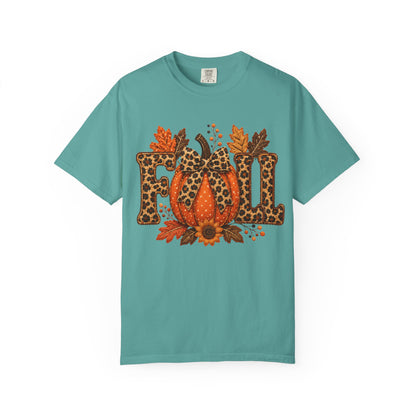 Fall Leopard Pumpkin T-Shirt — Autumn Leaves Graphic Tee
