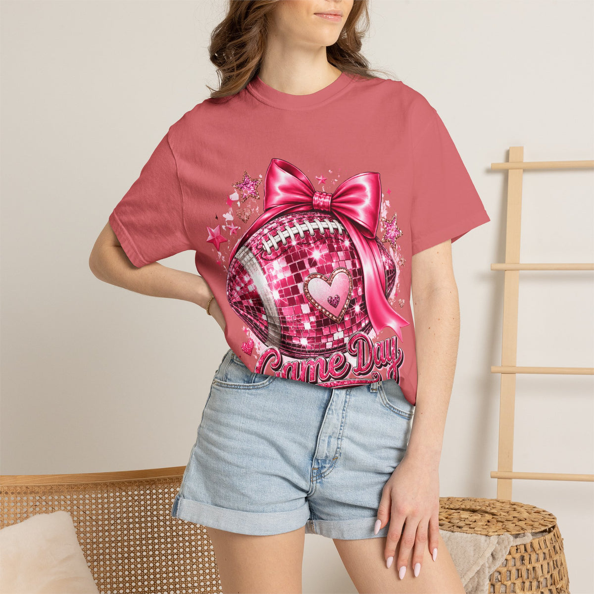 Game Day Pink Football T-Shirt — Sparkle Bow 'Game Day' Tee
