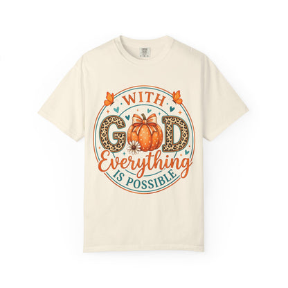 "With God Everything Is Possible" Pumpkin Fall T-Shirt