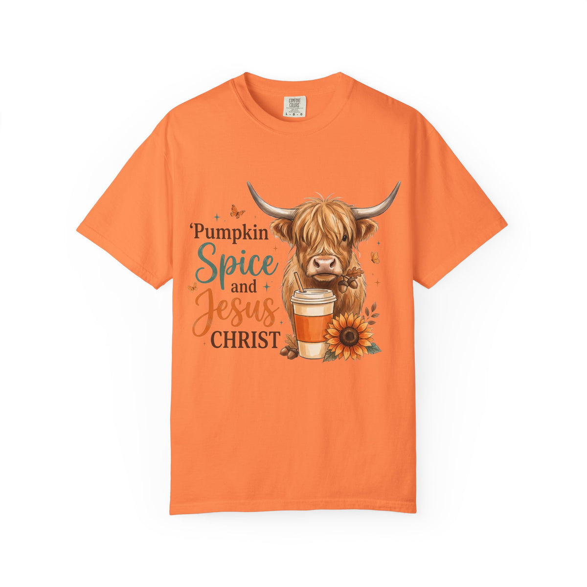 Pumpkin Spice and Jesus T-Shirt — Fall Cow Coffee Graphic Tee