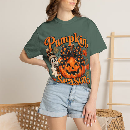 Pumpkin Season T-Shirt — Cute Jack-O’-Lantern & Ghost Fall Tee