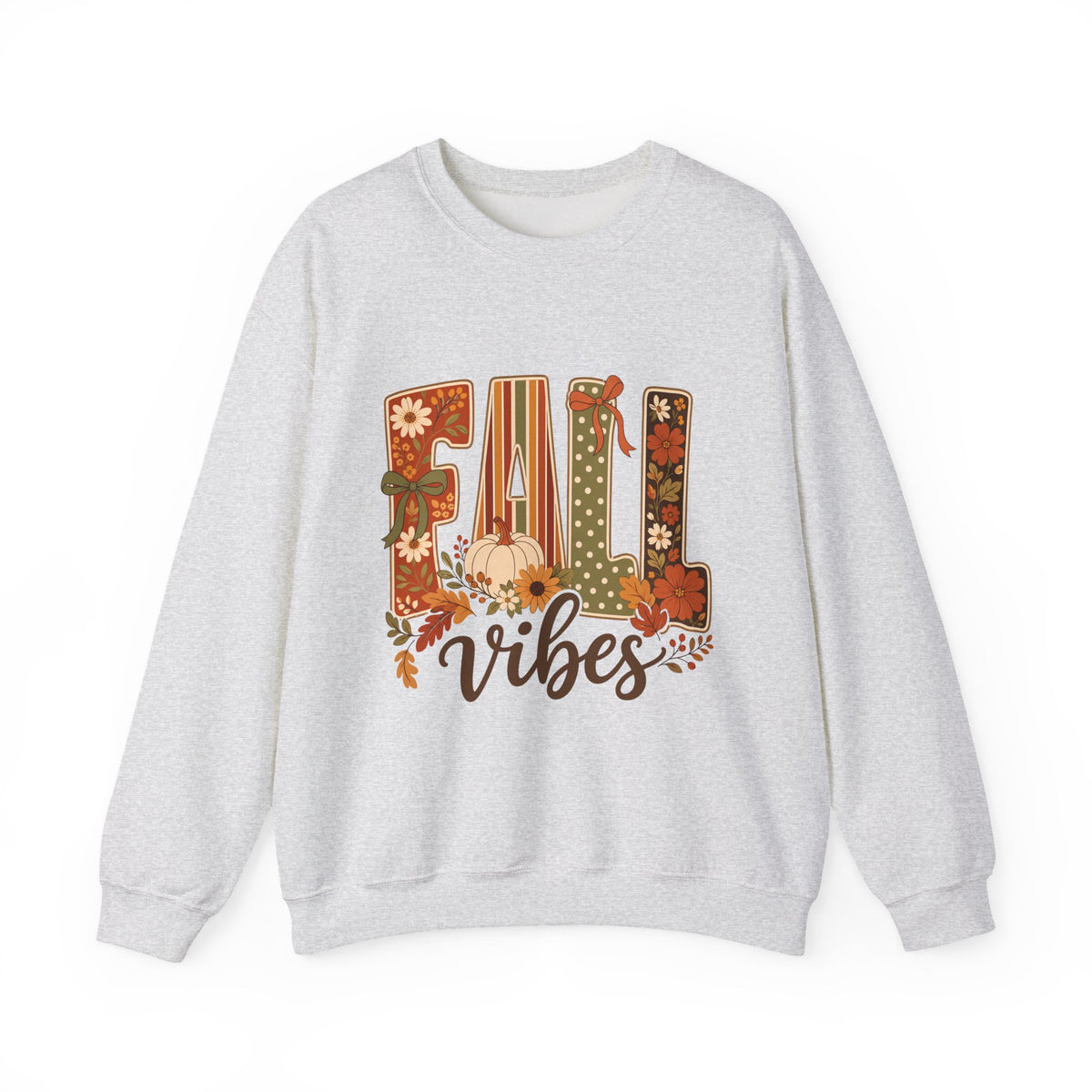 Fall Vibes Sweatshirt — Cozy Autumn Pumpkin Floral Crewneck