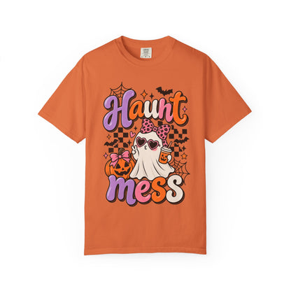 Haunt Mess Halloween T-Shirt — Cute Ghost, Pumpkin & Candy Design