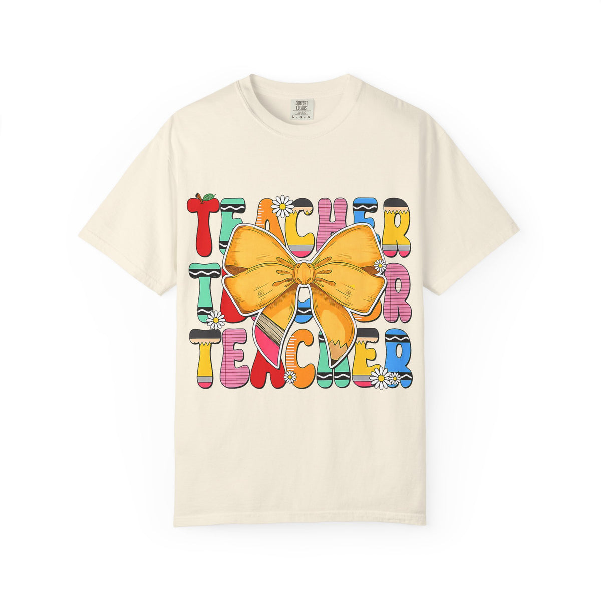 Teacher Bow T-Shirt — Colorful Retro Teacher Appreciation Tee