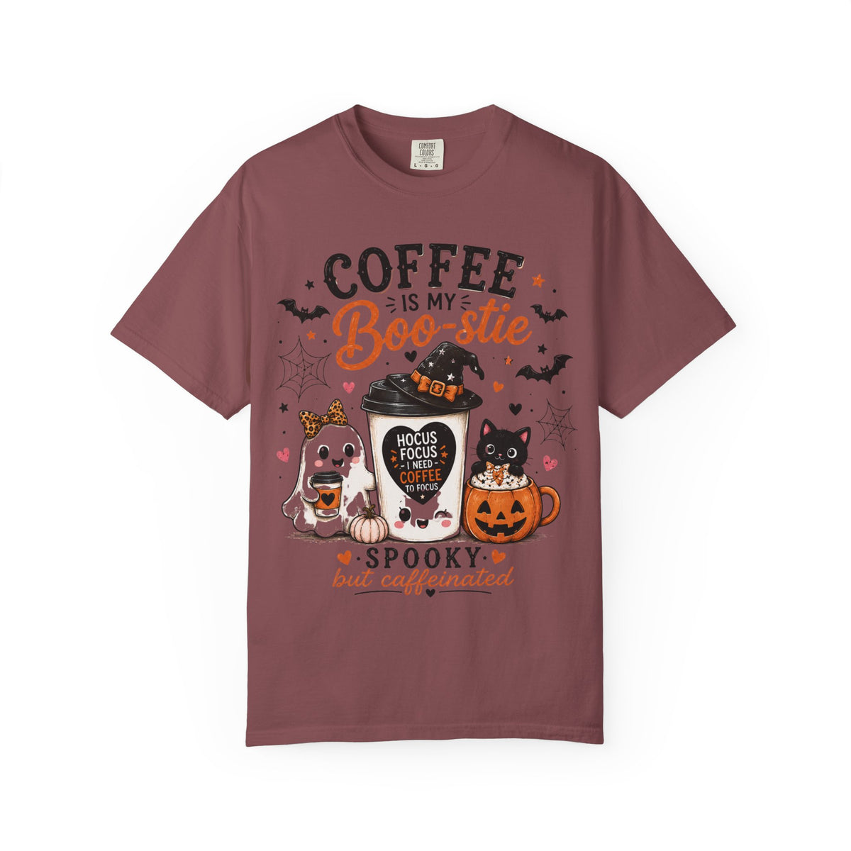 Coffee Is My Boo-stie Halloween Tee — Spooky But Caffeinated Cat & Pumpkin Design