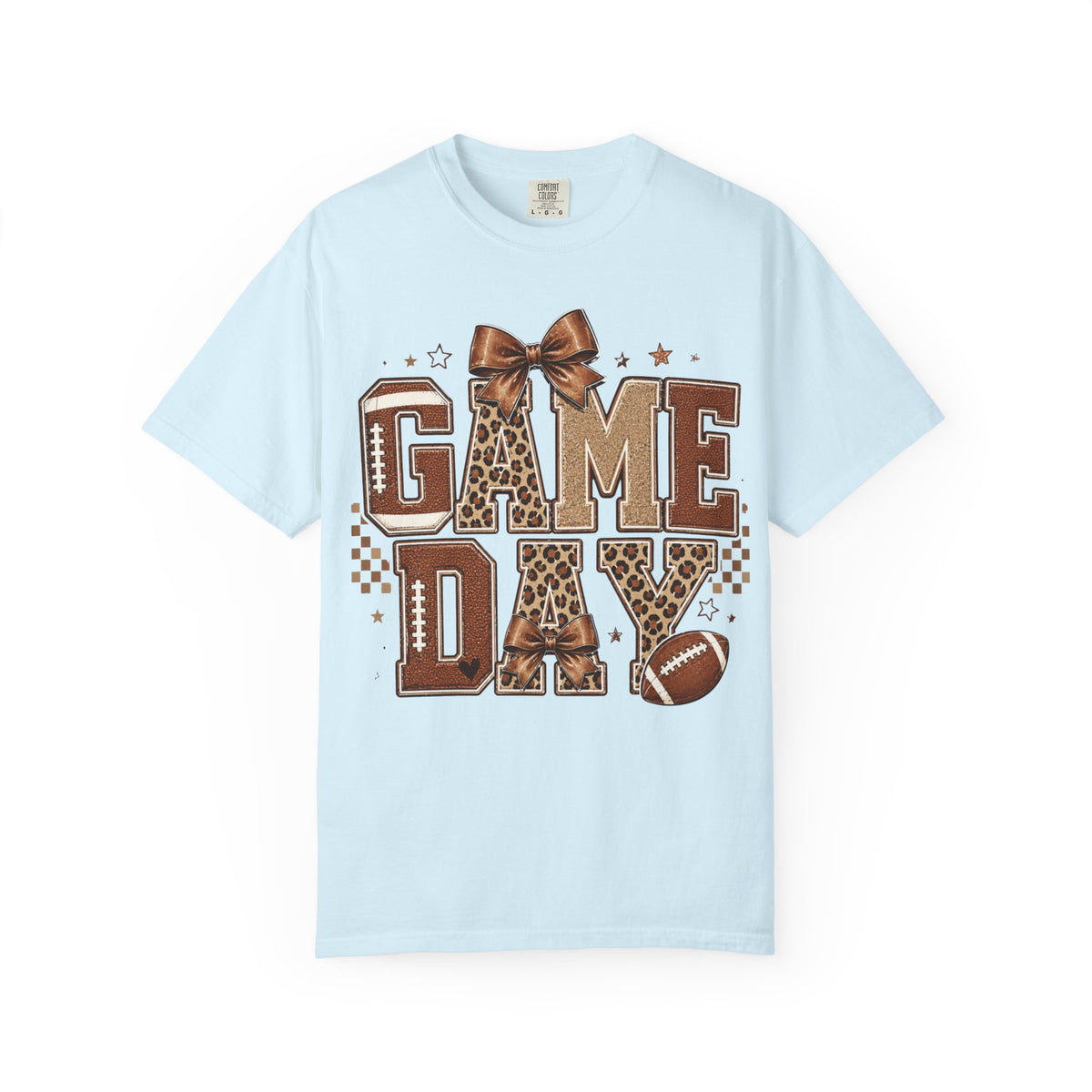 Game Day T-Shirt — Leopard Print Football Tee with Bow