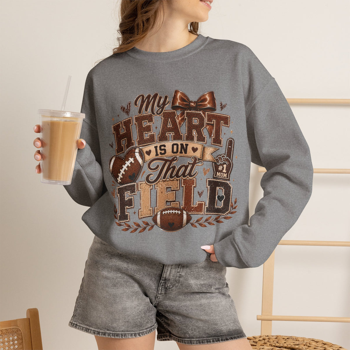 Football Crewneck Sweatshirt — “My Heart Is On That Field” Fan Pullover