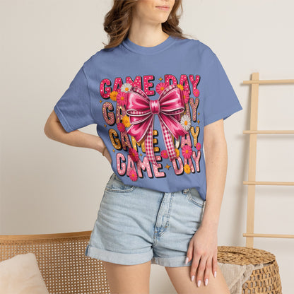 Game Day T-Shirt — Pink Bow Cheer Graphic Tee