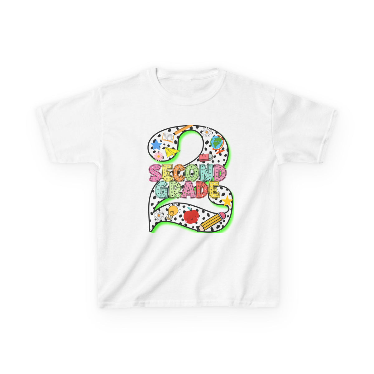 Kids 'Second Grade' Number 2 Colorful Art T‑Shirt — Back-to-School Gift