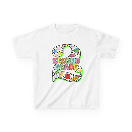Kids 'Second Grade' Number 2 Colorful Art T‑Shirt — Back-to-School Gift
