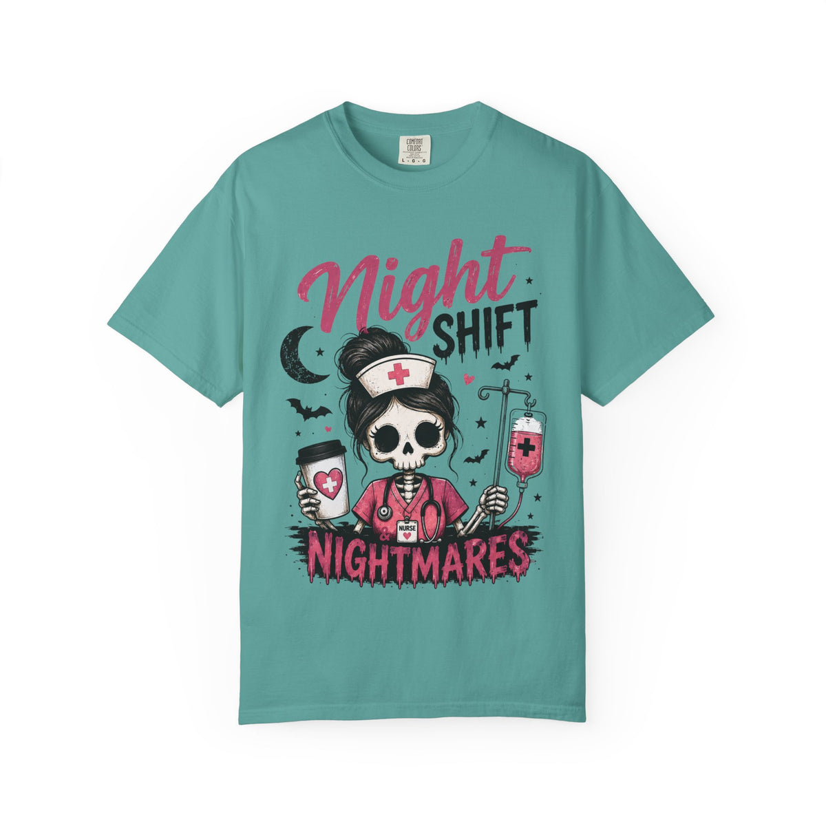 Night Shift Nightmares T-Shirt — Nurse Skull Horror Medical Staff Tee