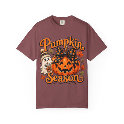Pumpkin Season T-Shirt — Cute Jack-O’-Lantern & Ghost Fall Tee
