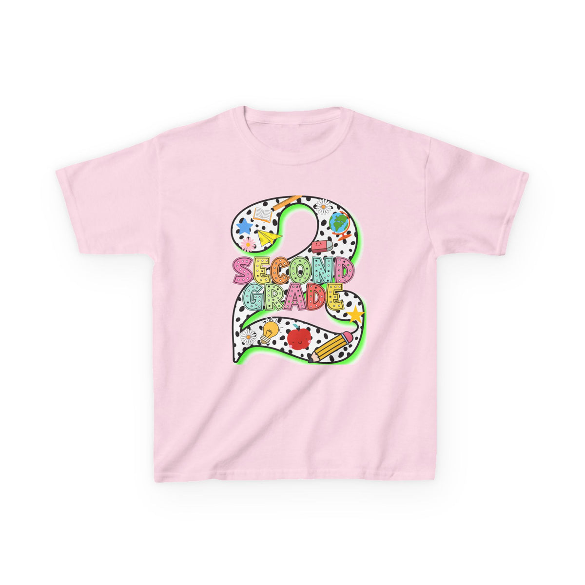 Kids 'Second Grade' Number 2 Colorful Art T‑Shirt — Back-to-School Gift