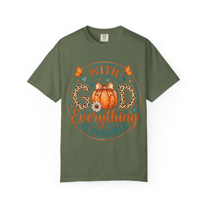 "With God Everything Is Possible" Pumpkin Fall T-Shirt