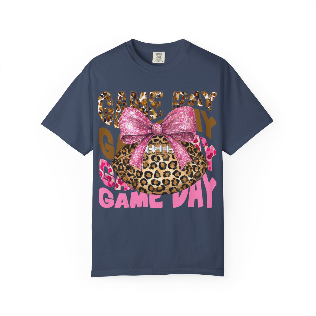 Game Day Leopard Football T-Shirt with Pink Glitter Bow