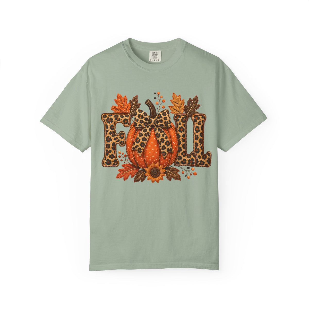 Fall Leopard Pumpkin T-Shirt — Autumn Leaves Graphic Tee