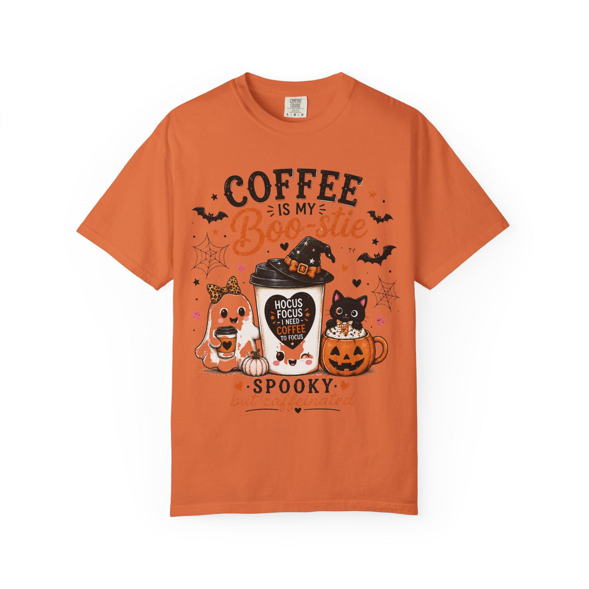 Coffee Is My Boo-stie Halloween Tee — Spooky But Caffeinated Cat & Pumpkin Design