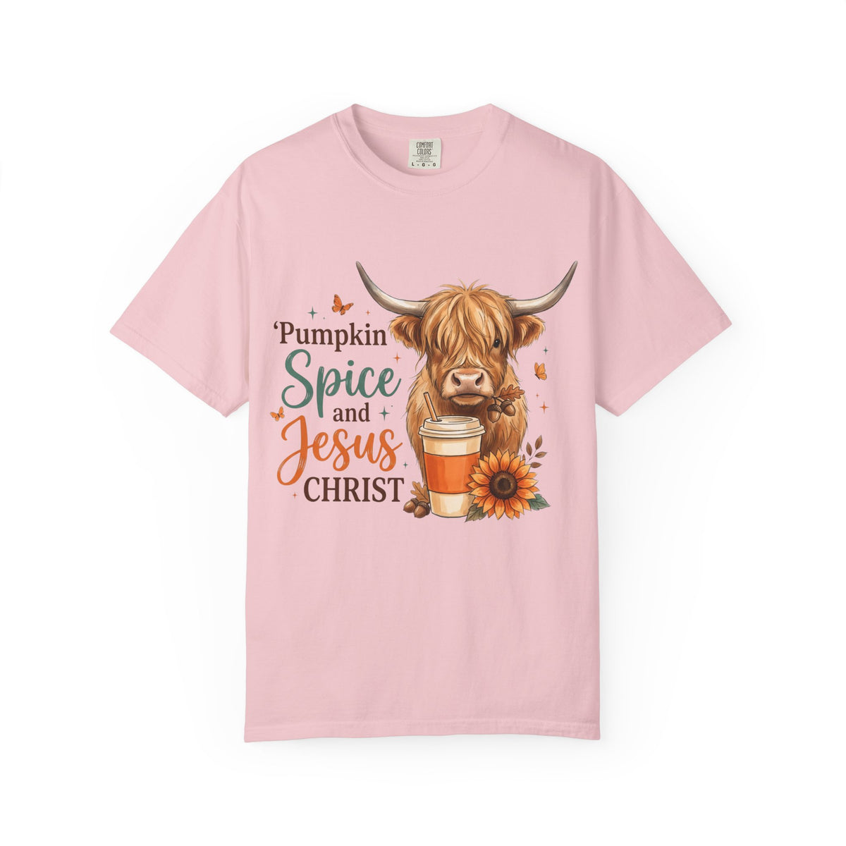 Pumpkin Spice and Jesus T-Shirt — Fall Cow Coffee Graphic Tee