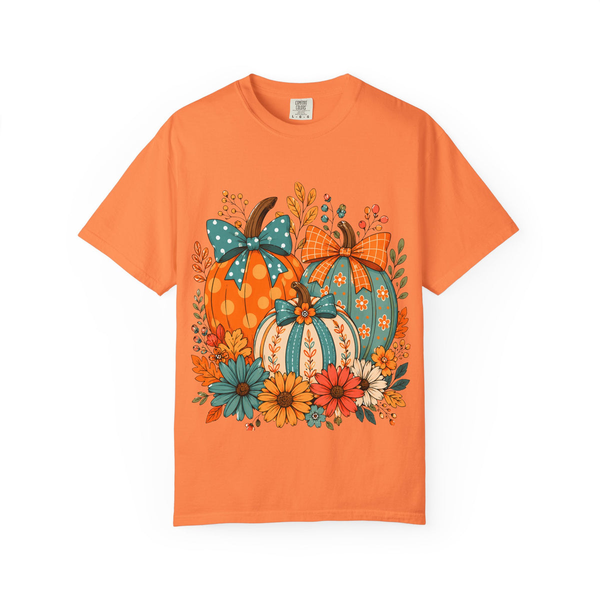 Autumn Floral Pumpkins T-Shirt — Fall Harvest Graphic Tee