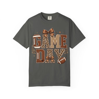 Game Day T-Shirt — Leopard Print Football Tee with Bow