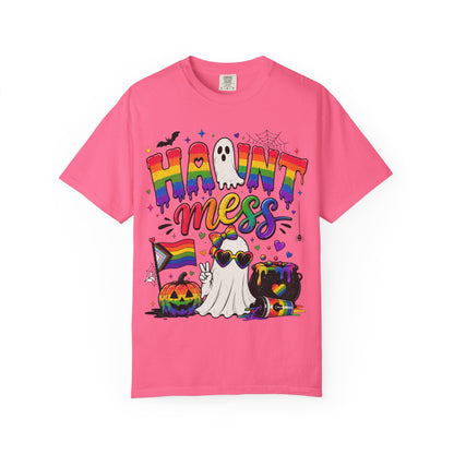Haunt Mess Pride Halloween T-Shirt — Rainbow Ghost Graphic Tee