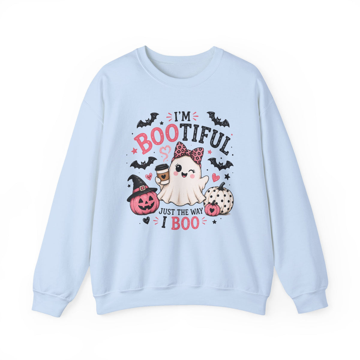 Halloween Sweatshirt — "I'm Bootiful Just the Way I Boo" Cute Ghost Pumpkin Design
