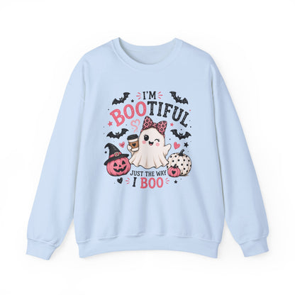 Halloween Sweatshirt — "I'm Bootiful Just the Way I Boo" Cute Ghost Pumpkin Design