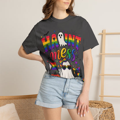 Haunt Mess Pride Halloween T-Shirt — Rainbow Ghost Graphic Tee