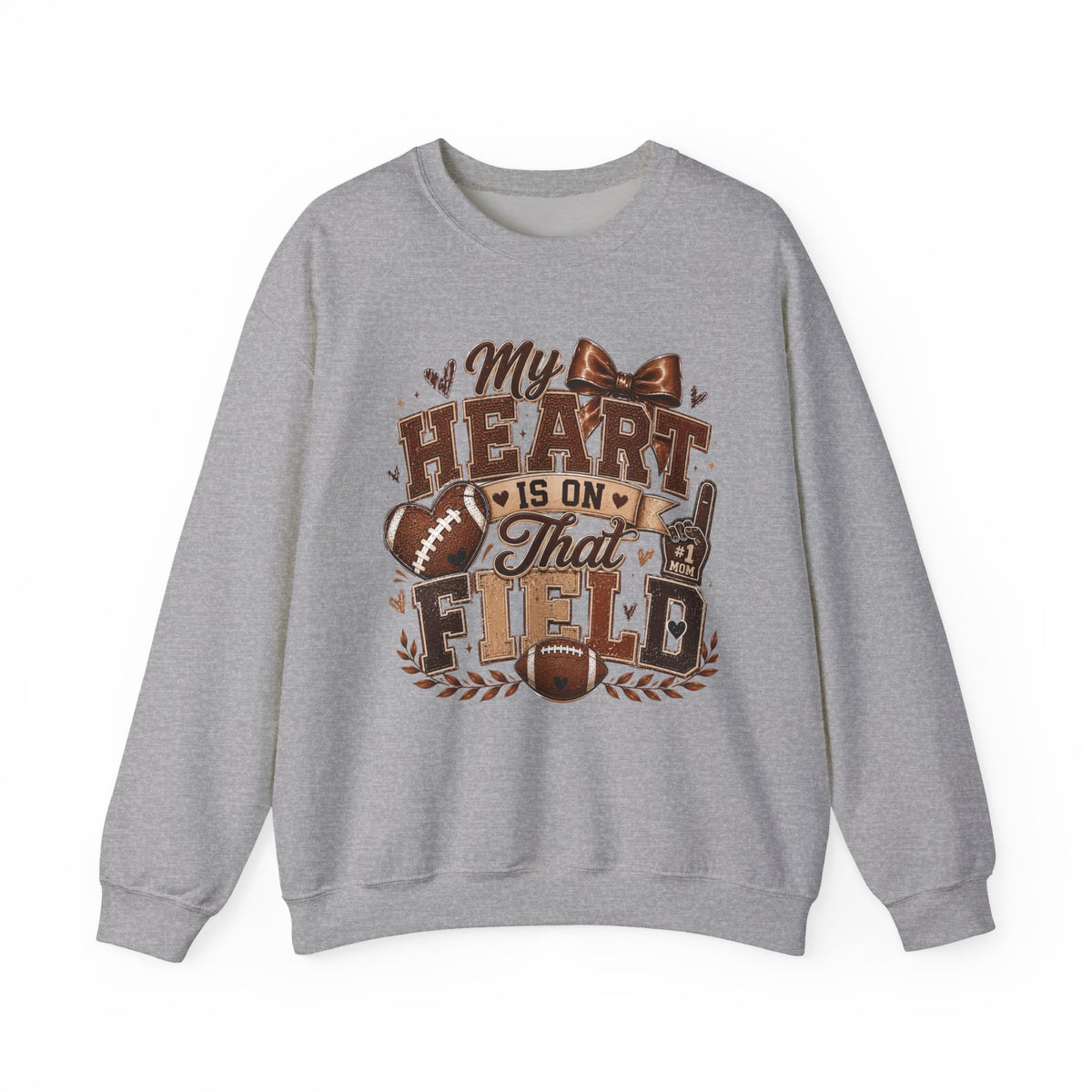 Football Mom Sweatshirt - "My Heart Is On That Field" Crewneck