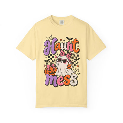 Haunt Mess Halloween T-Shirt — Cute Ghost, Pumpkin & Candy Design