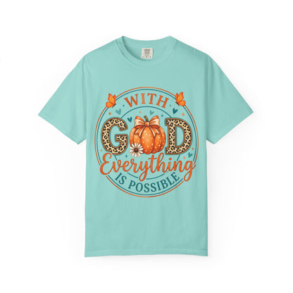 "With God Everything Is Possible" Pumpkin Fall T-Shirt