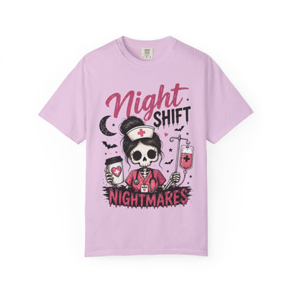 Night Shift Nightmares T-Shirt — Nurse Skull Horror Medical Staff Tee